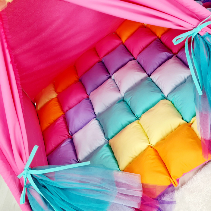 Cort teepee de joaca Ruffle Rainbow [5]