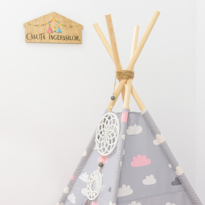 Cort teepee de joaca Cloudy Pink&Purple [4]