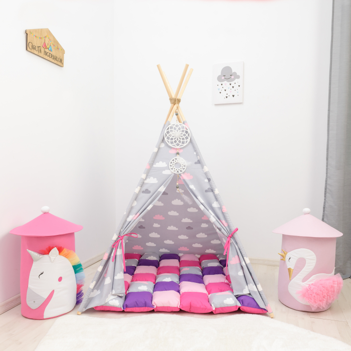 Cort teepee de joaca Cloudy Pink&Purple [2]