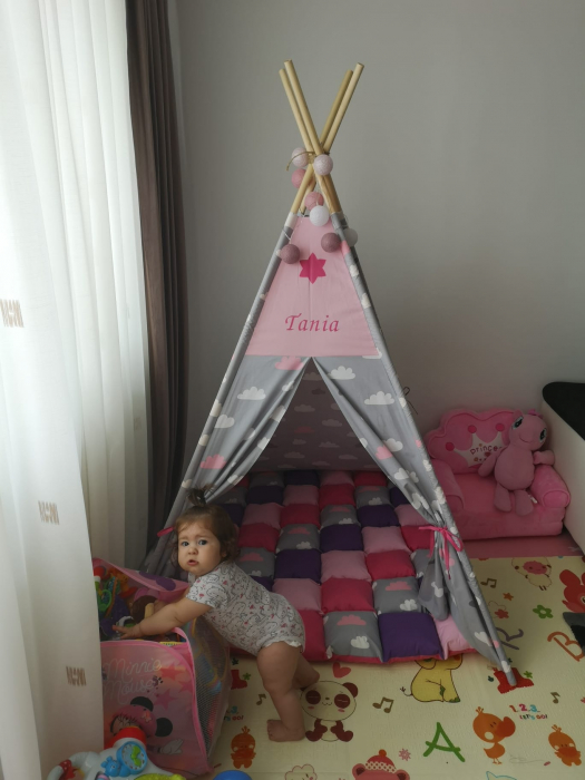 Cort teepee de joaca Cloudy Pink&Purple [6]