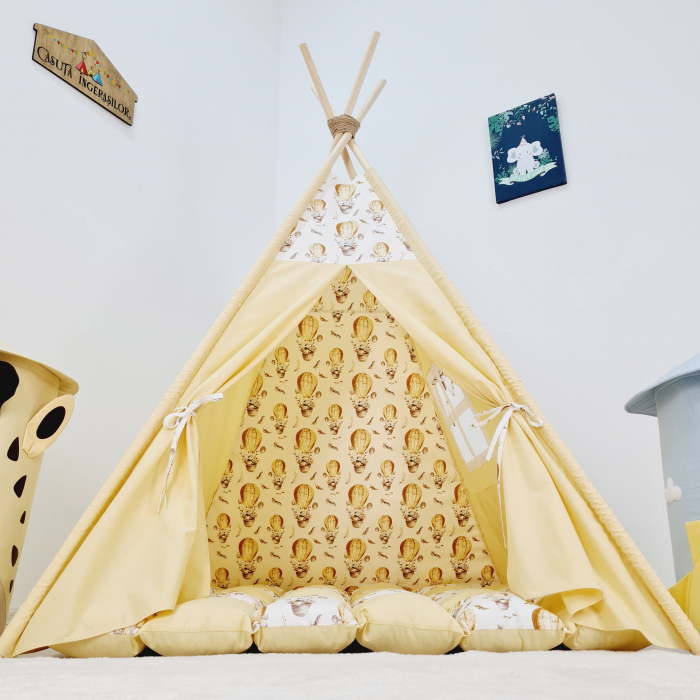 Cort teepee de joaca Iepurasii si baloanele cu aer cald [5]