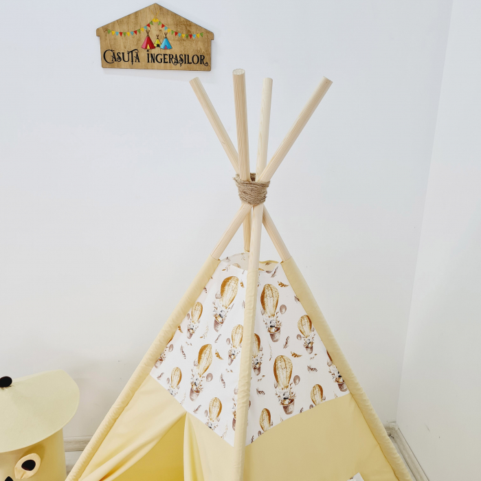 Cort teepee de joaca Iepurasii si baloanele cu aer cald [2]