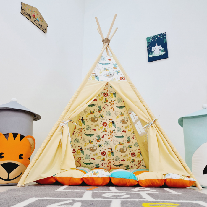 Cort de joaca teepee Jungla vesela - bej [5]