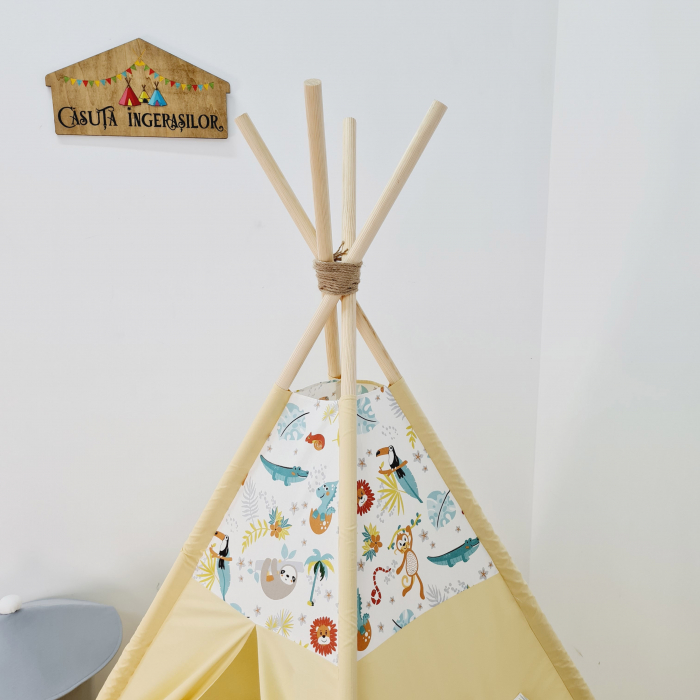 Cort de joaca teepee Jungla vesela - bej [2]