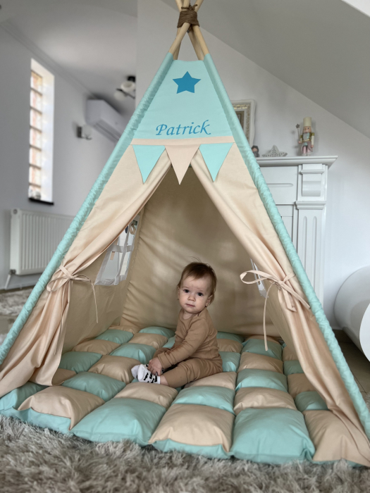 Cort de joaca teepee menta/bej [7]