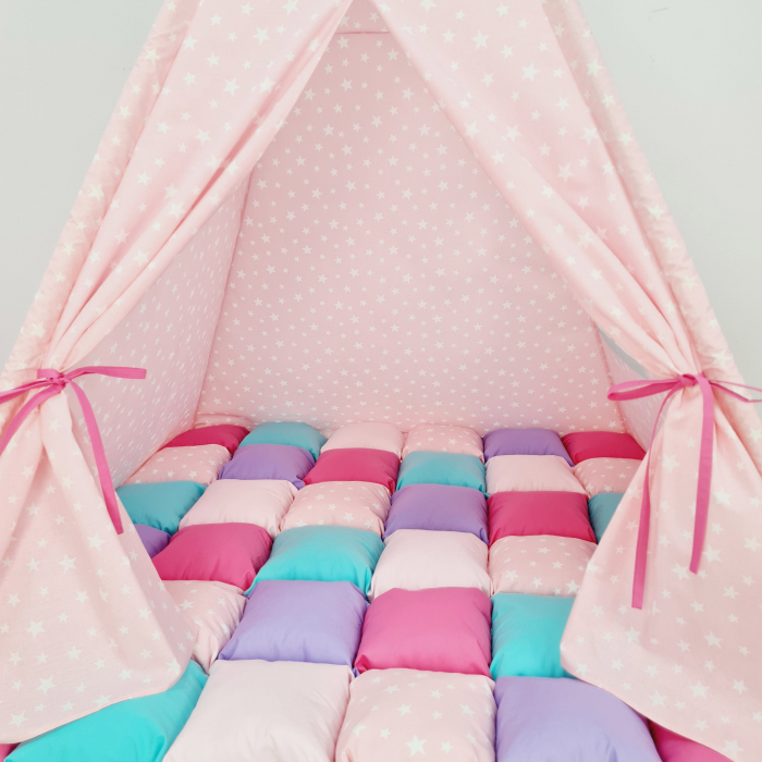 Cort teepee de joaca Milky Stars White&Pink [4]