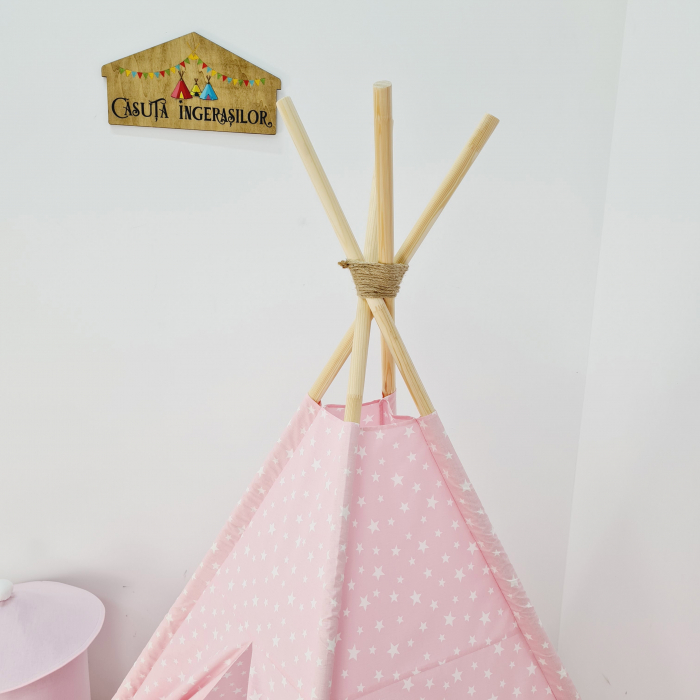 Cort teepee de joaca Milky Stars White&Pink [2]
