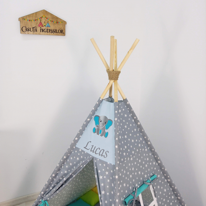 Cort teepee de joaca Milky Stars&Elephant [2]