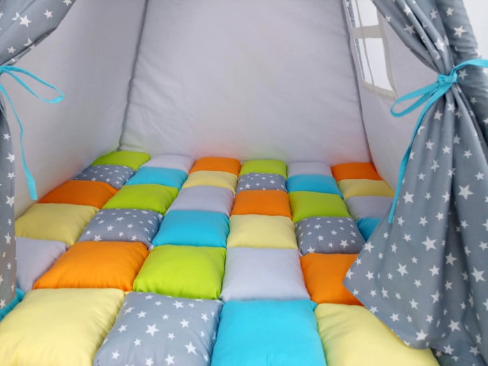 Cort teepee de joaca Milky Stars & Gray [4]