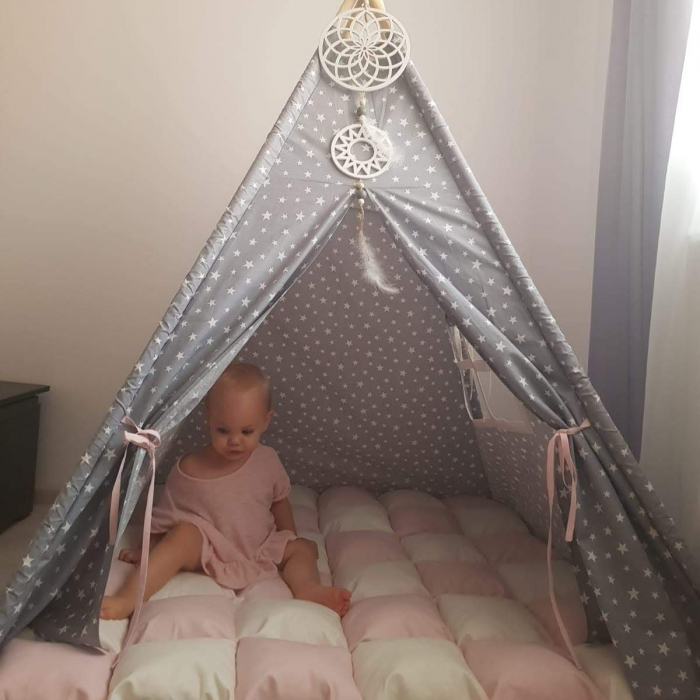 Cort teepee de joaca Milky stars ivoire [5]