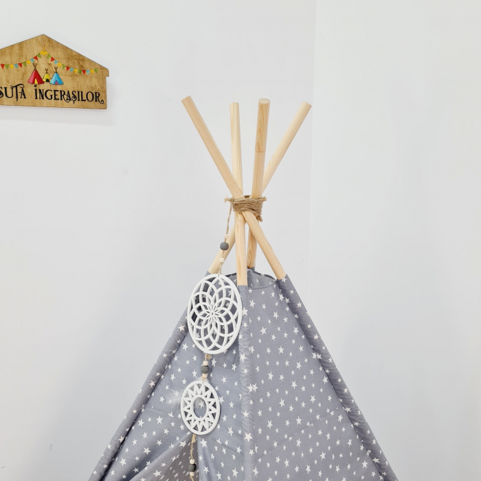 Cort teepee de joaca Milky stars ivoire [3]