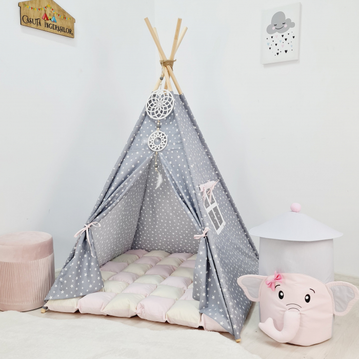 Cort teepee de joaca Milky stars ivoire [1]