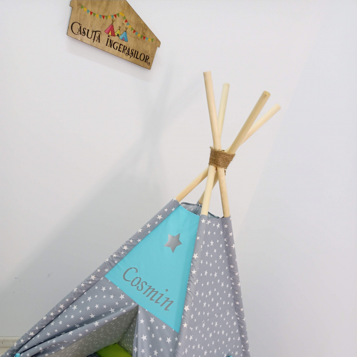 Cort teepee de joaca Milky stars&orange [4]