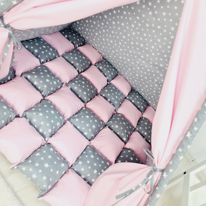 Cort teepee de joaca Milky Stars&Owl Pink [2]