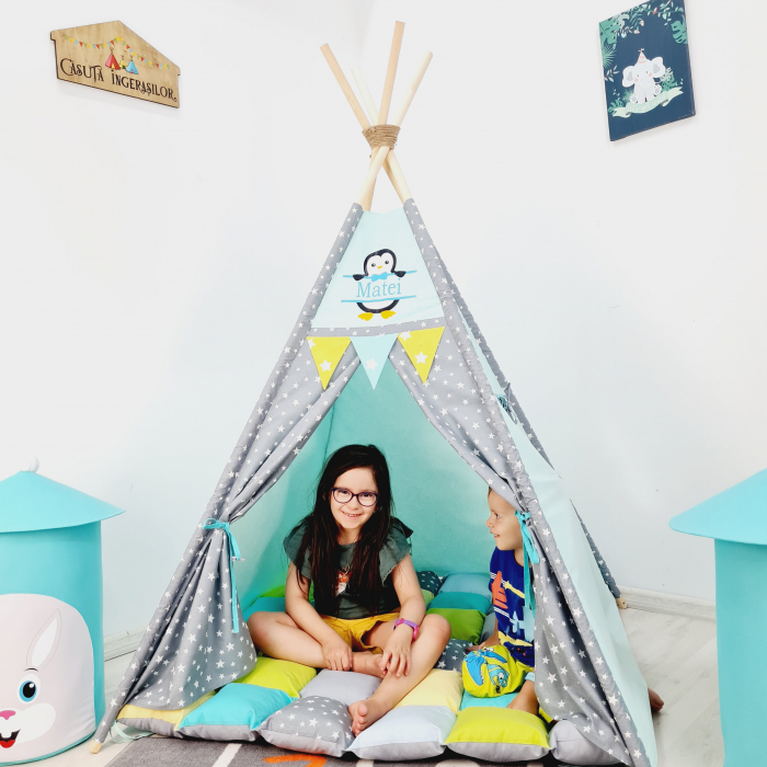 Cort teepee de joaca Milky Stars Pinguin [10]