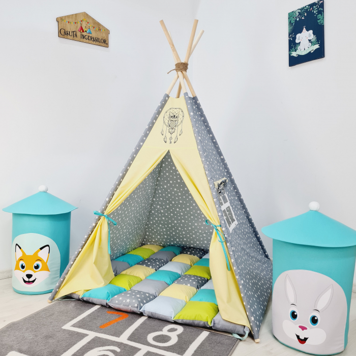 Cort teepee de joaca Milky Stars&Owl [1]