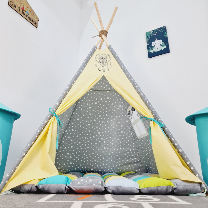 Cort teepee de joaca Milky Stars&Owl [2]