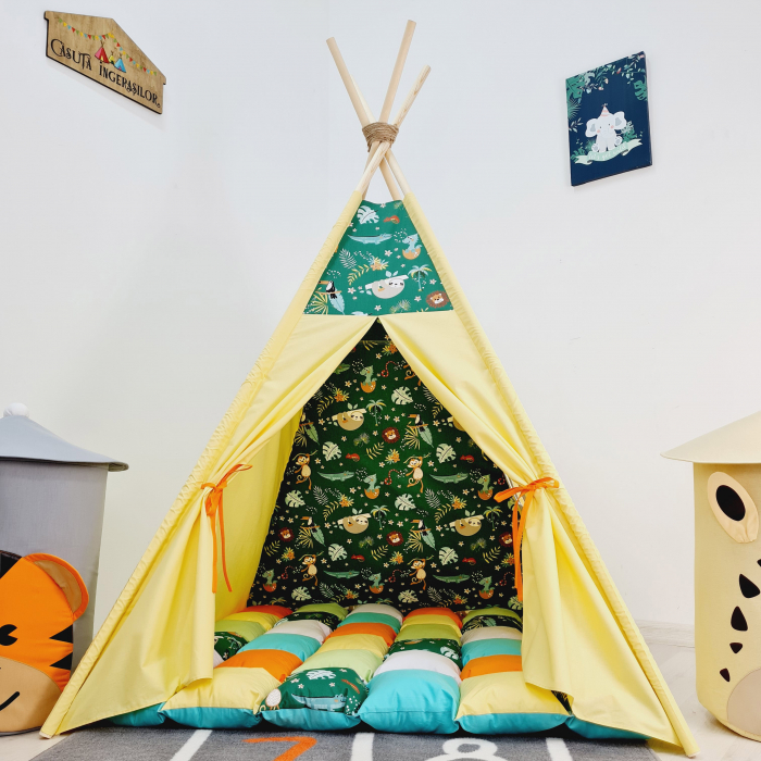 Cort teepee de joaca Jungla vesela - verde [5]