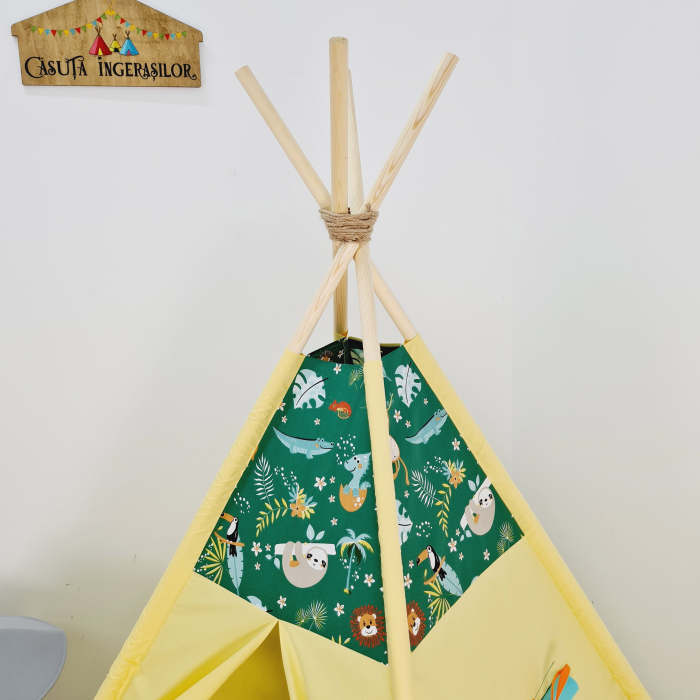 Cort teepee de joaca Jungla vesela - verde [2]