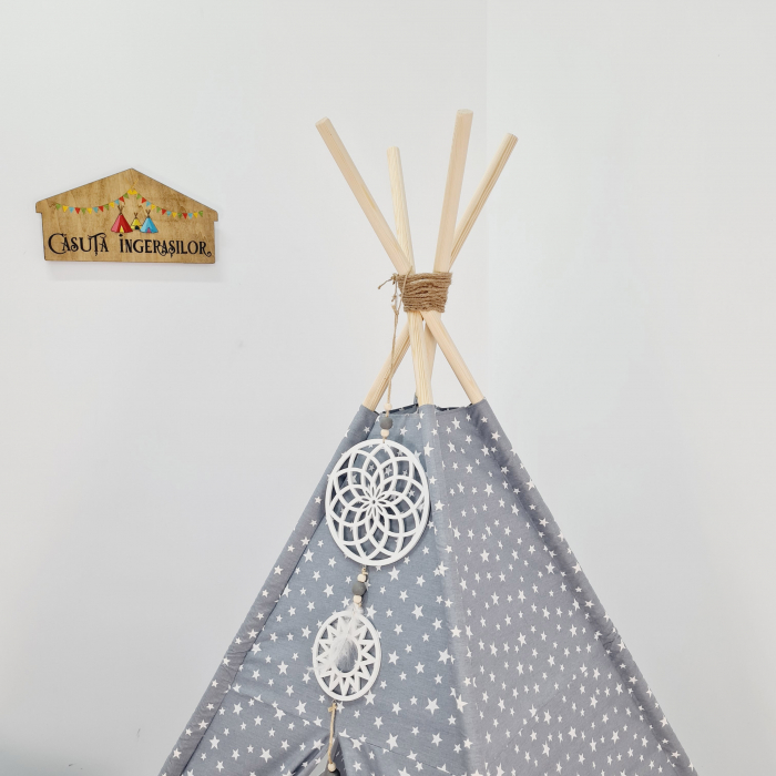 Cort teepee de joaca Milky white&gray [2]