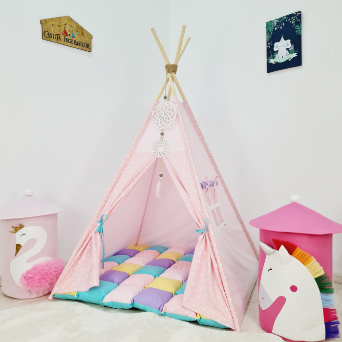 Cort teepee de joaca Milky Stars Pink [1]