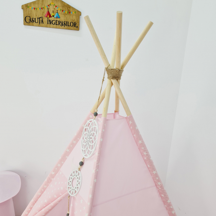 Cort teepee de joaca Milky Stars Pink [2]