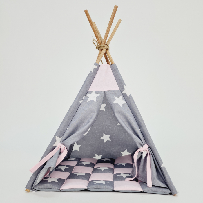 Cort de joaca teepee papusi - Big Stars&Pink [3]