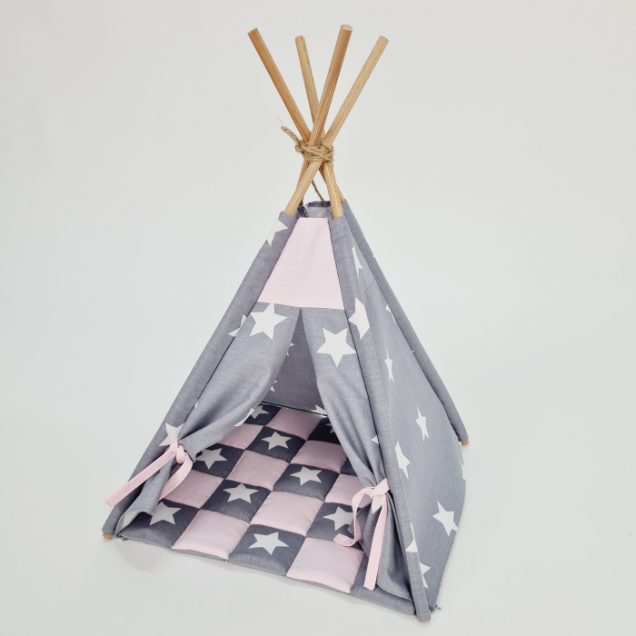 Cort de joaca teepee papusi - Big Stars&Pink [2]