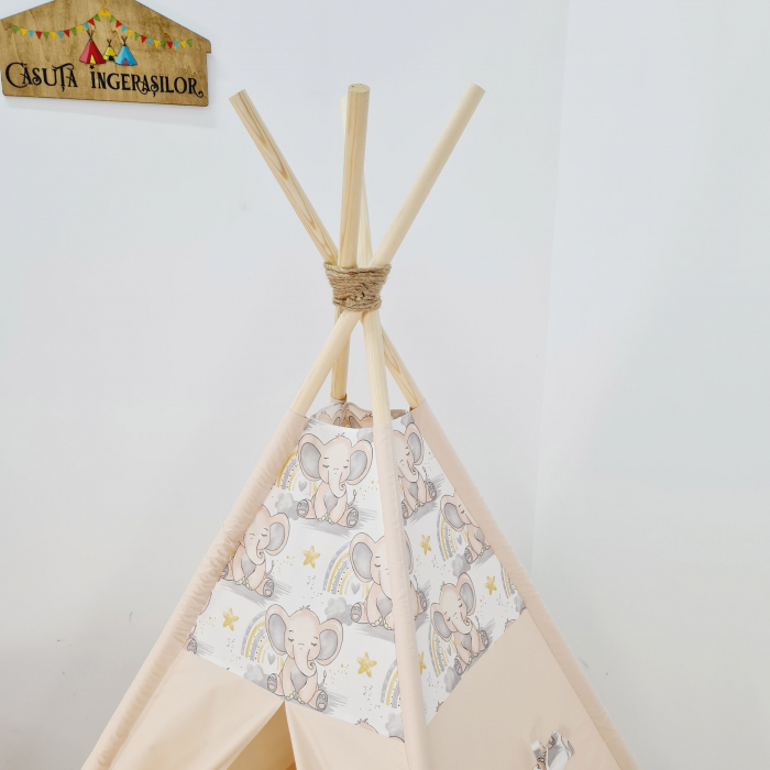 Cort teepee de joaca Elefanti - bej [2]