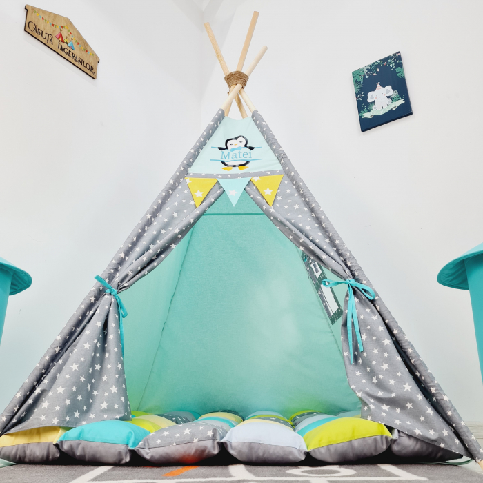 Cort teepee de joaca Milky Stars Pinguin [2]