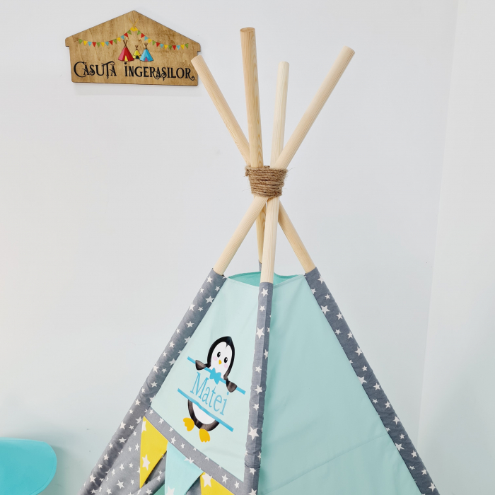 Cort teepee de joaca Milky Stars Pinguin [4]