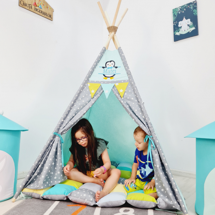 Cort teepee de joaca Milky Stars Pinguin [7]