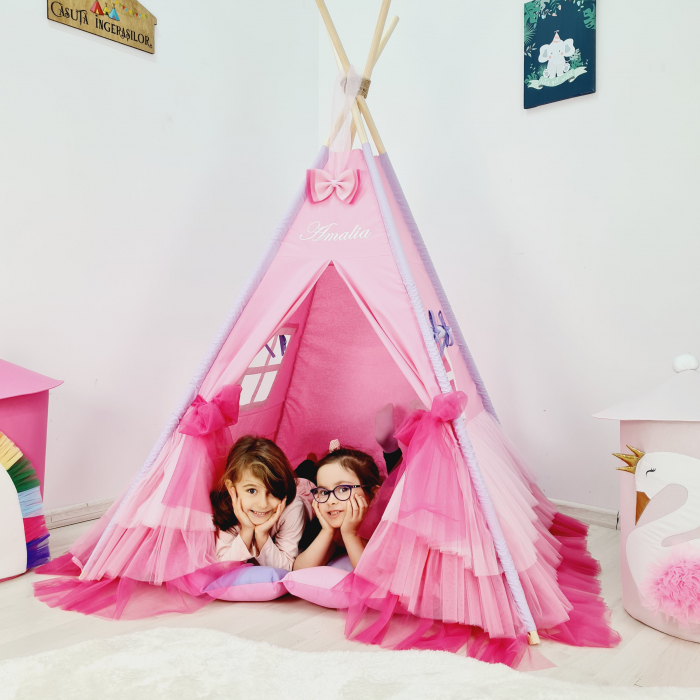 Cort teepee de joaca Printesa Pink&Purple [7]