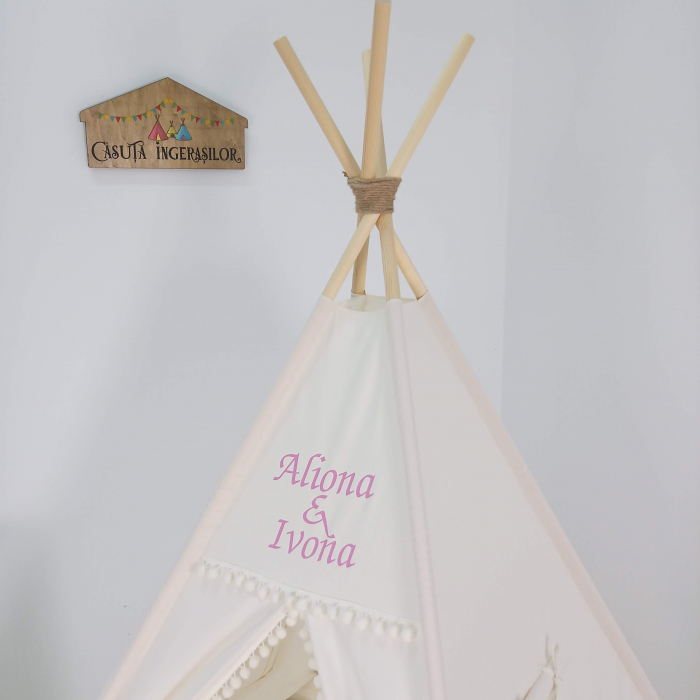 Cort teepee de joaca ruffle printesa ivoire [2]