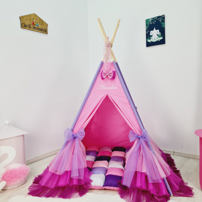 Cort teepee de joaca ruffle printesa [5]