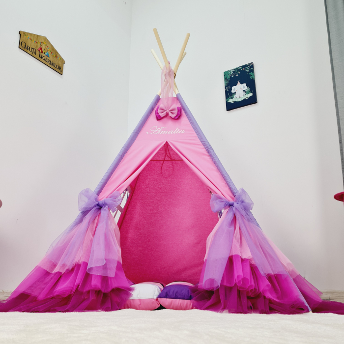 Cort teepee de joaca ruffle printesa [4]