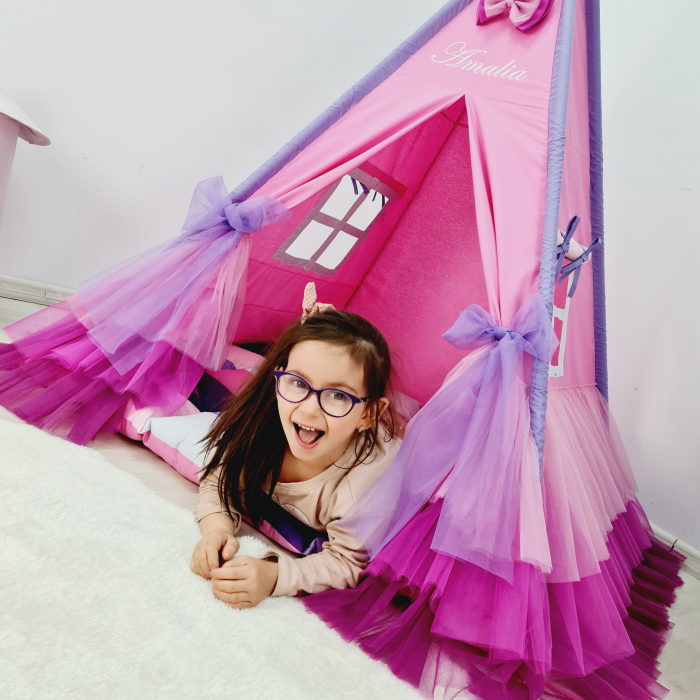 Cort teepee de joaca ruffle printesa [7]
