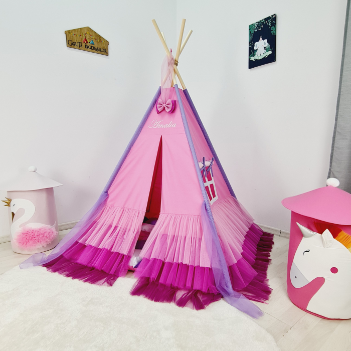 Cort teepee de joaca ruffle printesa [2]