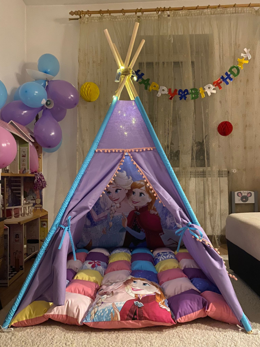 Cort teepee de joaca Regatul de gheata - Anna si Elsa lila [8]
