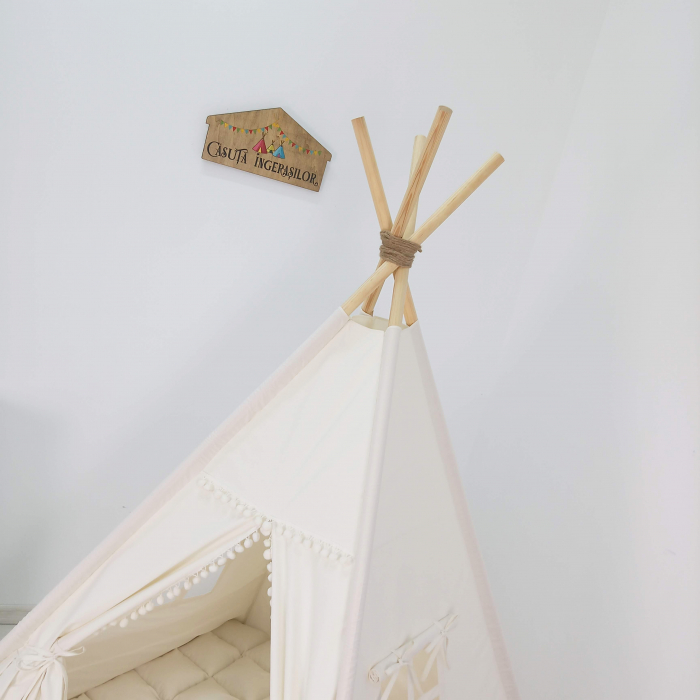 Cort teepee de joaca ruffle ivoire [4]