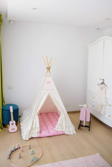 Cort teepee de joaca ruffle ivoire [4]