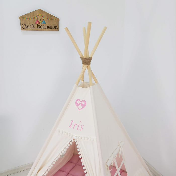 Cort teepee de joaca ruffle ivoire [2]