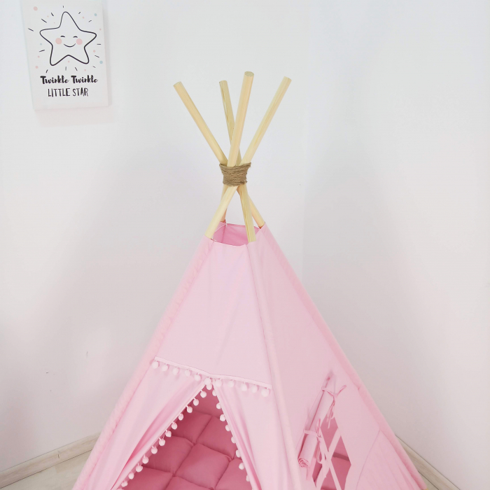 Cort teepee de joaca ruffle pink [3]