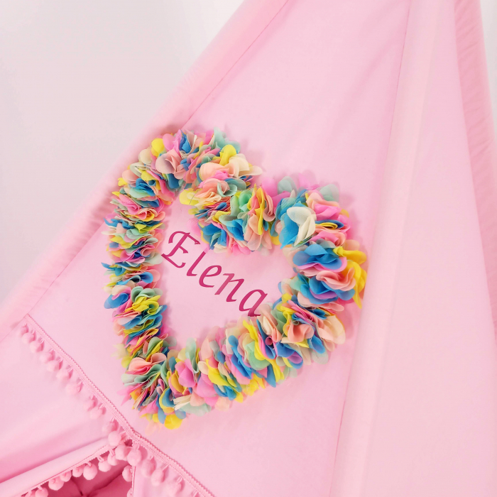 Cort teepee de joaca ruffle personalizat roz [2]