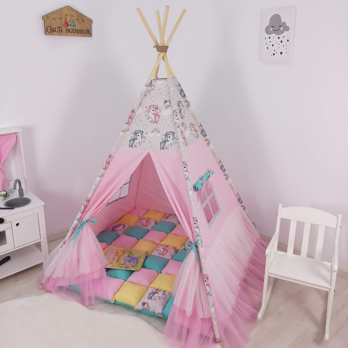 Cort teepee de joaca ruffle unicorn [1]