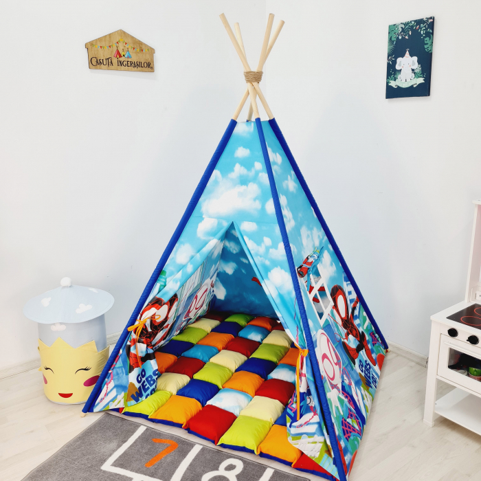 Cort teepee de joaca pentru copii Paienjenelul si prietenii sai uimitori [2]