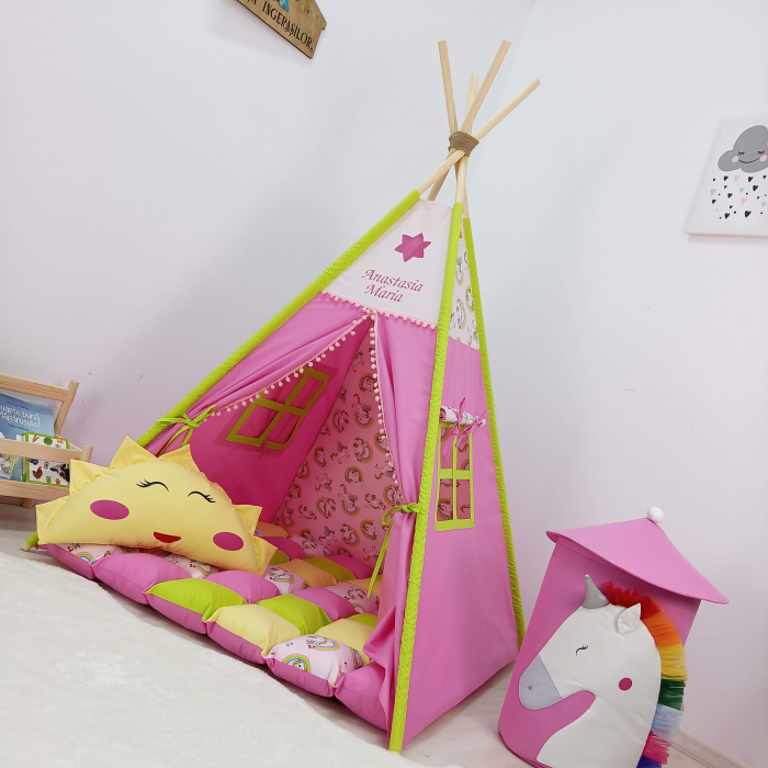 Cort teepee de joaca printesa si unicornii [4]