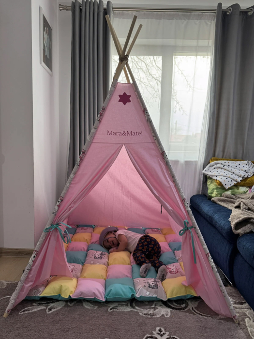 Cort teepee de joaca unicorni rozpersonalizat [8]