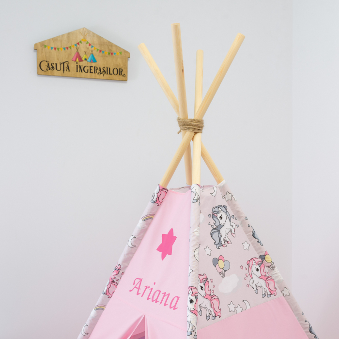 Cort teepee de joaca unicorni rozpersonalizat [3]