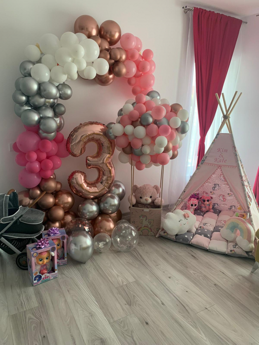 Cort teepee de joaca printesa si unicornii roz prafuit [9]
